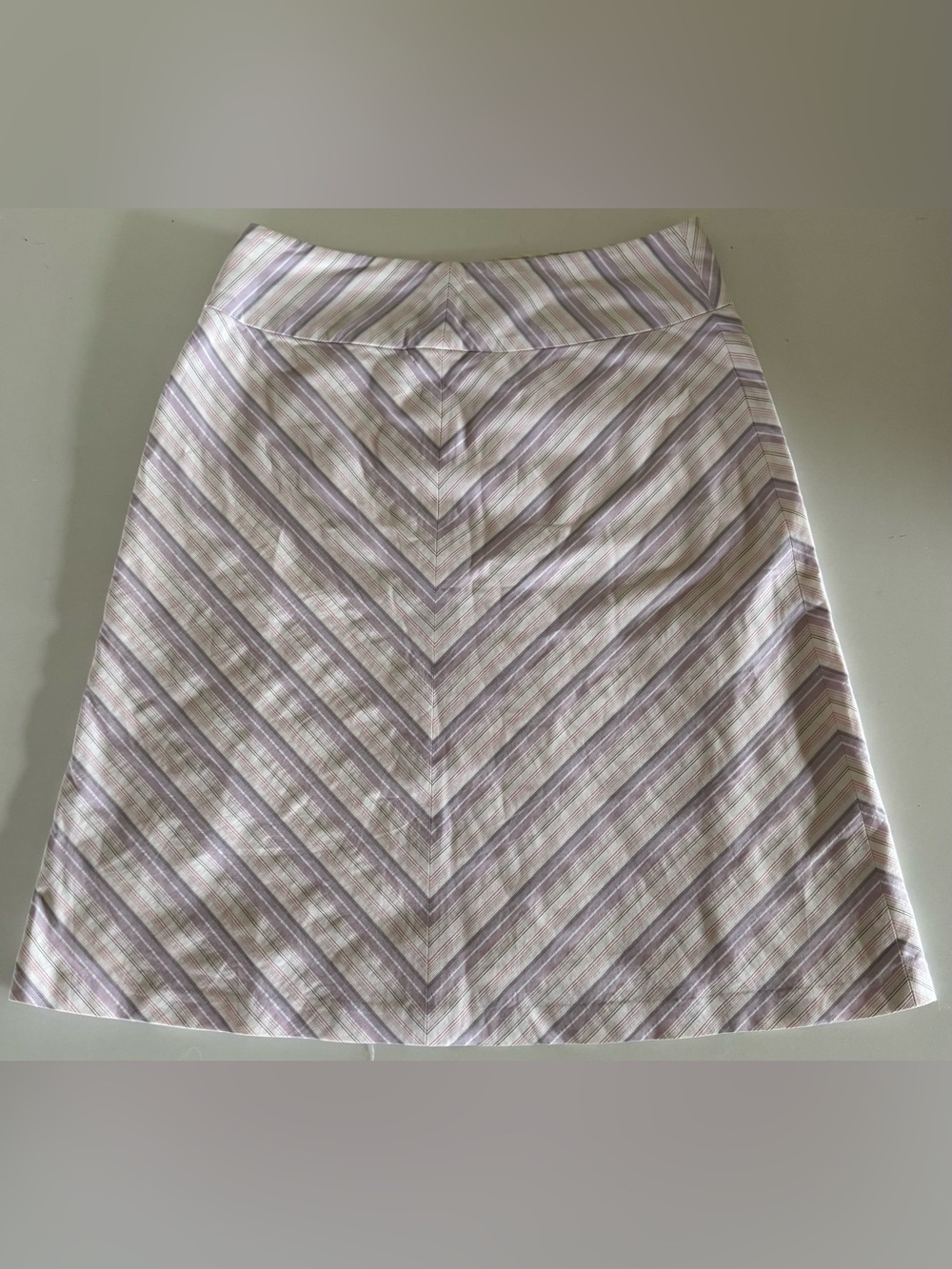 Banana Republic Diagonal Stripe A-Line Skirt in Lavender and Cream